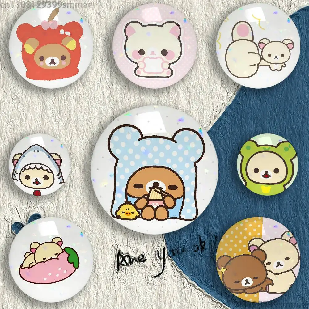 

R-Rilakkuma Pins 58mm Cute Cartoon Badge Handmade Brooches for Backpack Accessories Jewelry Gifts