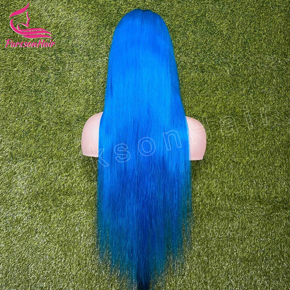 13x4 13x6 Transparent Lace Frontal Body Wave Human Hair Wig Blue Color Brazilian Remy Lace Front Human Hair Wigs for Women 250%