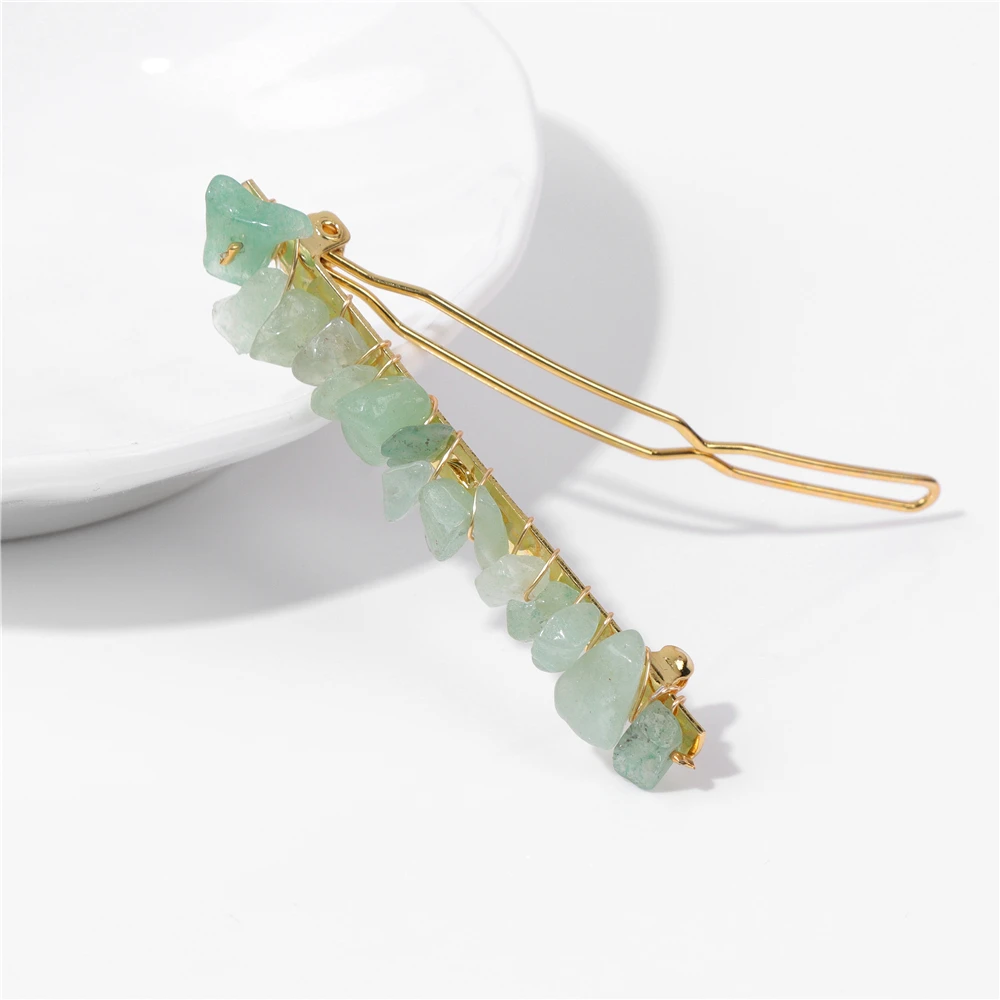 Chip Stone Hair Clip Natural Gravel Blue Amazonite Citrines Quartzs Hairpins Accessories Jewelry Gift For Bridal Wedding Women image 3