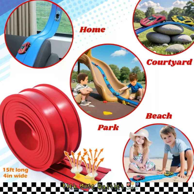 Pista de carrera flexible de 13 pies y 16 pies para niños, rampa de coche de carreras con ventosas y 4 coches de carreras pequeños