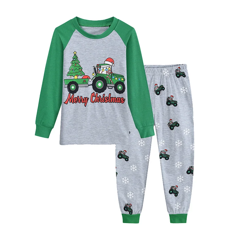Little Hand Little Boy Long Sleeve Christmas Pajamas Set Cotton Car Pattern Pjs Kids Holiday Clothes for Toddler 2-7 Years