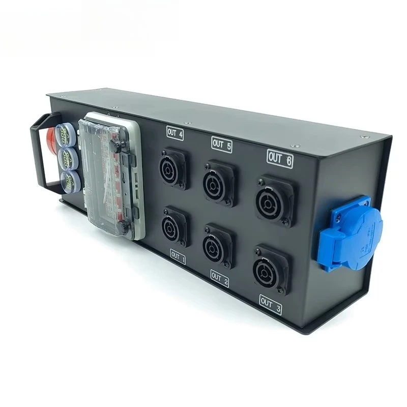 Portable 5-core 32A to 6-way 20A socket distribution box waterproof output power supply with 32A plug