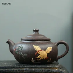 Chinese Yixing tea pot purple clay filter teapot beauty kettle Raw ore Black gold purple sand Handmade Tea set Authentic 200ml