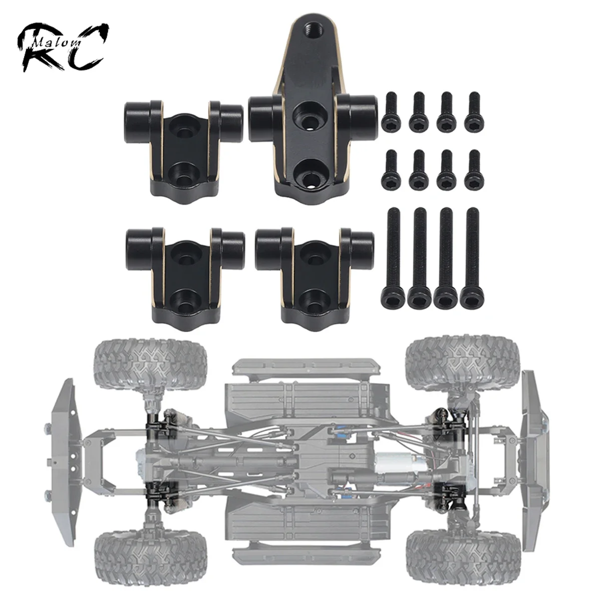 

4PCS Black Brass Link Mounts Panhard Suspension Axle Mounting 37g for 1/10 RC Crawler TRX4 Bronco Defender Sport K5 8227 Upgrade