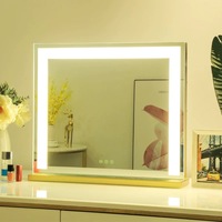 Large Vanity Mirror with Lights Lighted Makeup Mirror with Dimmable LED Strips Tabletop for Women Dressing Room Bedroom