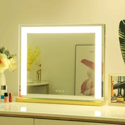 Large Vanity Mirror with Lights Lighted Makeup Mirrors with Dimmable LED Strips Tabletop for Women Dressing Room Bedroom