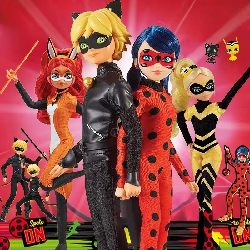 Figuras de Anime Miraculous de 28cm da Playmates, Histórias de Ladybugs, Mister Bug, Marinelles, Cat Noir, Figura de Ação, Brinquedo Articulado, Presente de Aniversário