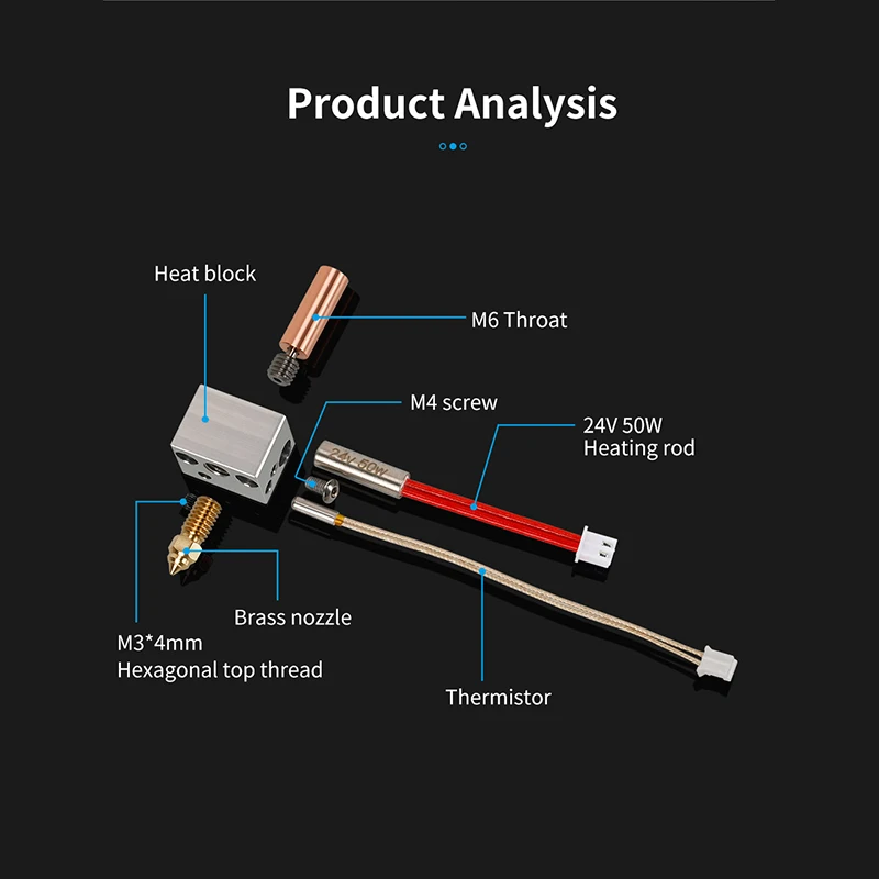 For Elegoo Neptune 4 Extruder 24v 50w Elegoo Neptune 4 Pro Nozzle Hotend Upgraded Heater Block Heating Rod