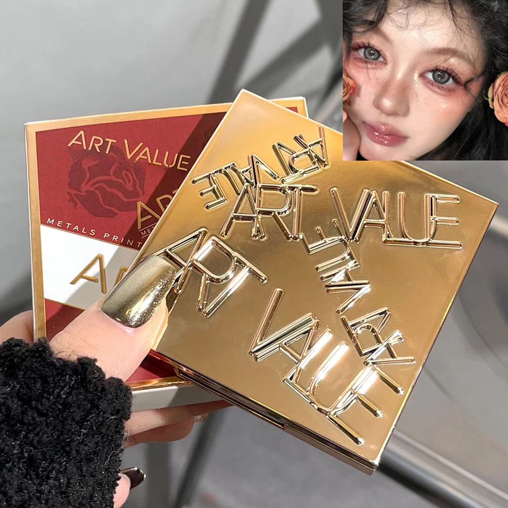 لوحة ظلال عيون مكونة من تسعة ألوان زبدة برتقالية وبنية لؤلؤية غير لامعة ظلال عيون لامعة مكياج عيون يدوم طويلاً