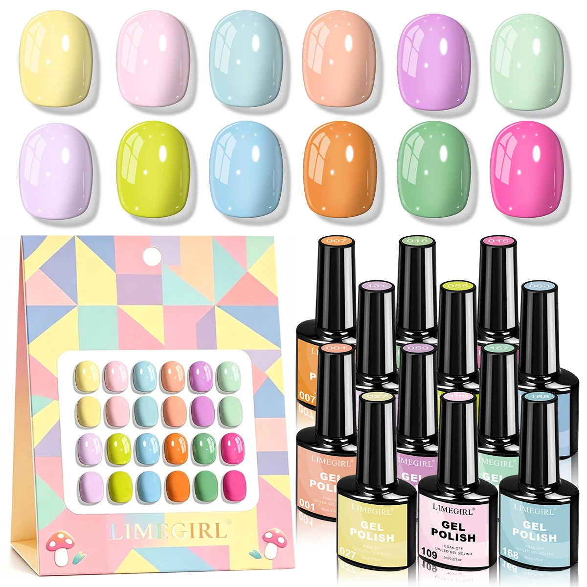 

LIMEGIRL 12 Colors Gel Nail Polish Set Macaron Color Nail Polish UV LED Semi-Permanent Gel Soak Varnish DIY Nail Polish Kit