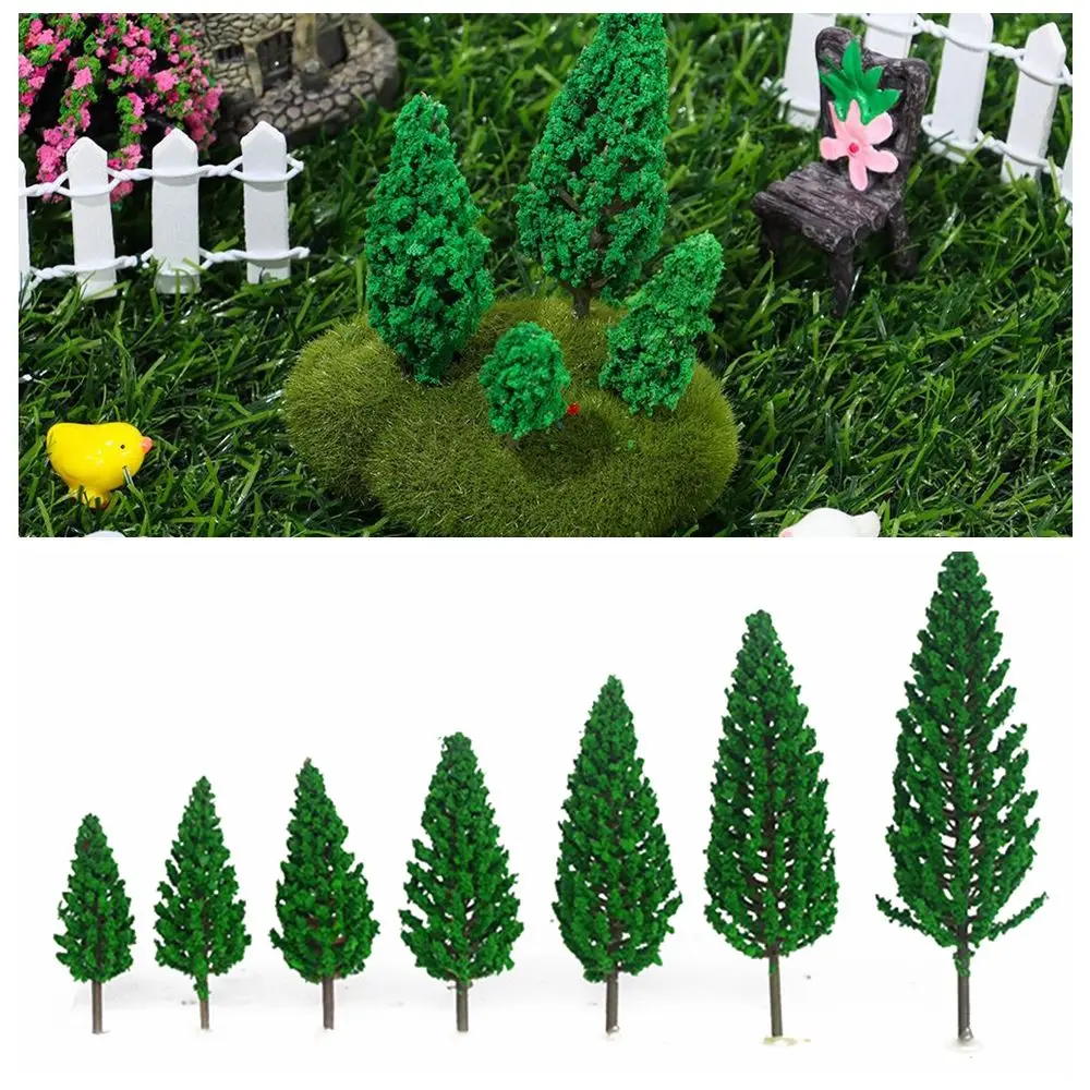 30pcs DIY Scale Materials Railroad Decor Buliding Layout Artificial Cedar Tree Miniature Model Green Scenery Scene Model