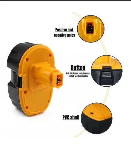 Baterie Ni-MH pro Dewalt DC9096 DE903918V 12800/6800/9800mAh DE9096 DE9098 DE9503 DC212 DC330, náhradní baterie pro akumulátorovou vrtačku - náhled 2