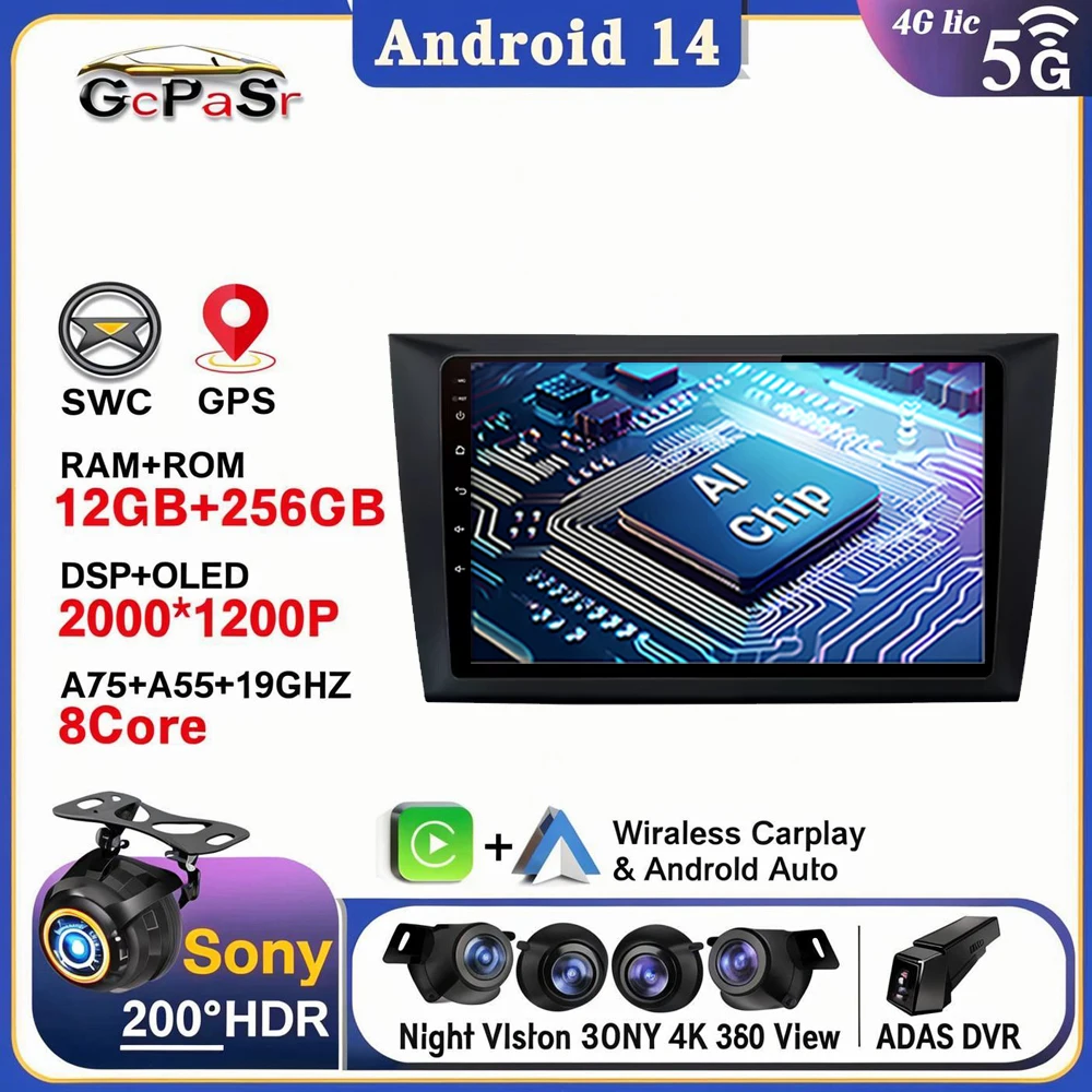 

Android 14 Wireless CarPlay Auto Radio For VW Volkswagen Golf 6 2008-2016 Car Multimedia GPS 2din autoradio Head Unit Screen