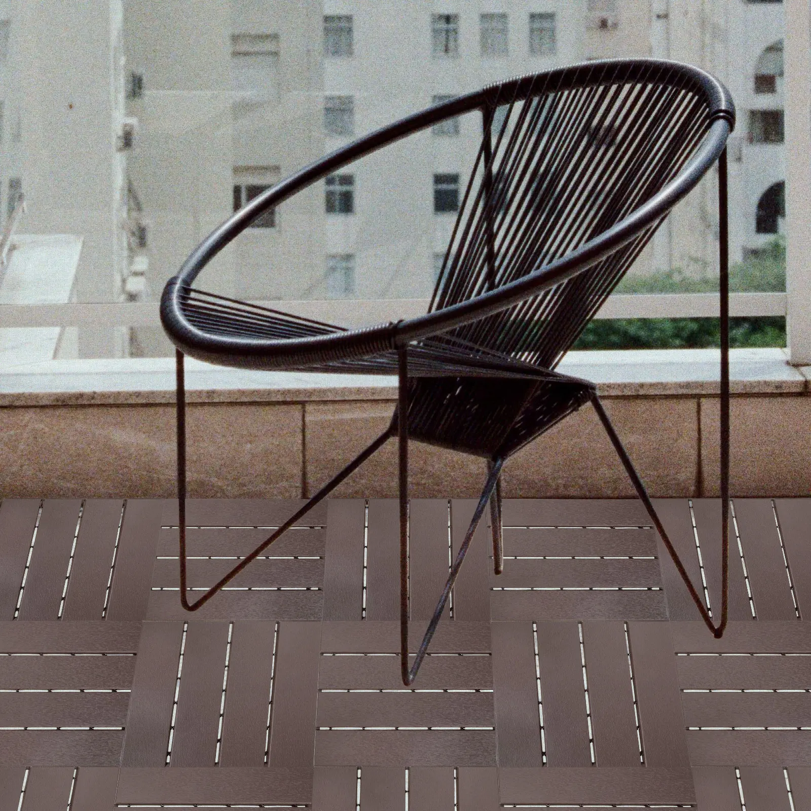 

Outdoor Floor Tiles Waterproof and Anti-corrosion Wood Flooring Plastic Interlocking Slats Patio Deck Coffee