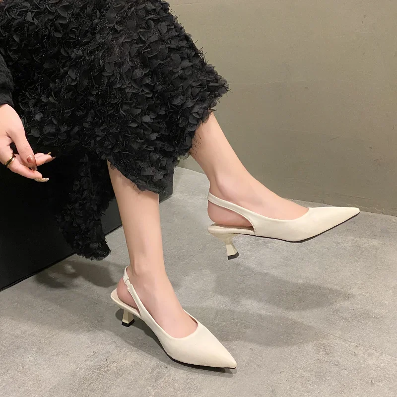 Summer Slingle Shoes for Women 2024 Pionted Toe Stiletto Women\'s Slingbacks Shoes Sexy Party Dress Office Ladies Heeled Shoes