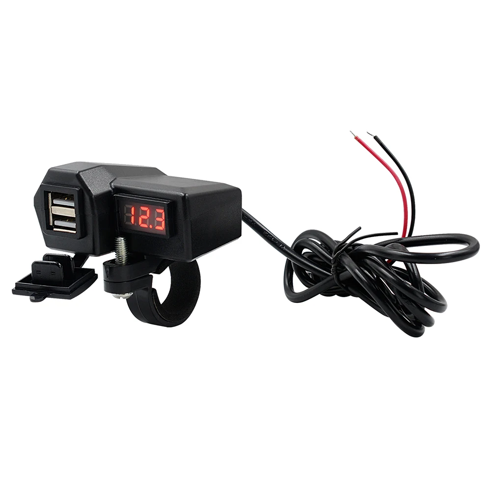 

1 set Motorcycle Mobile Phone USB Electronic Dual Port ABS Rubber Voltmeter Efficient Convenient Electric Supplies Point