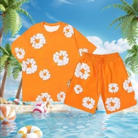 2025 Classic Hawaiian Summer Men and Women Beach T-shirt Shorts Suit Casual Harajuku Y2 American 3D Print Flower Suit Vacation