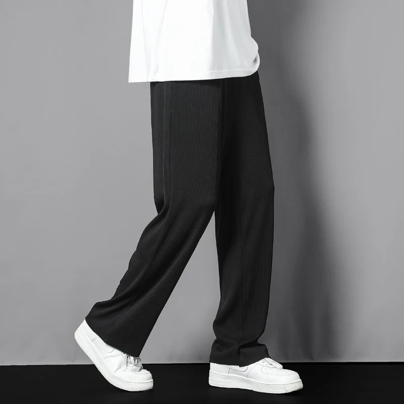 

Мужские летние повседневные брюки из ледяного шелка, свободные, широкие, спортивные, прямого кроя, для пар, длинные, с эффектом драпировки, быстросохнущие