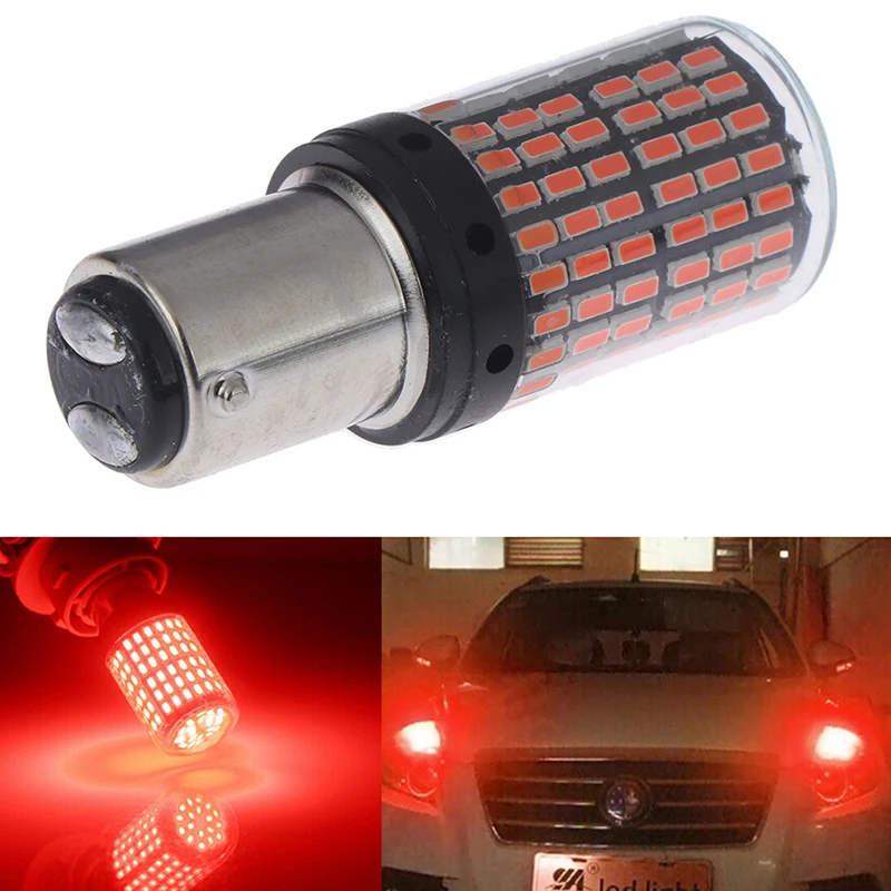 1 St 1157 LED Rood Canbus 3014 144-SMD Auto Richtingaanwijzer Remlicht Geen Flitser