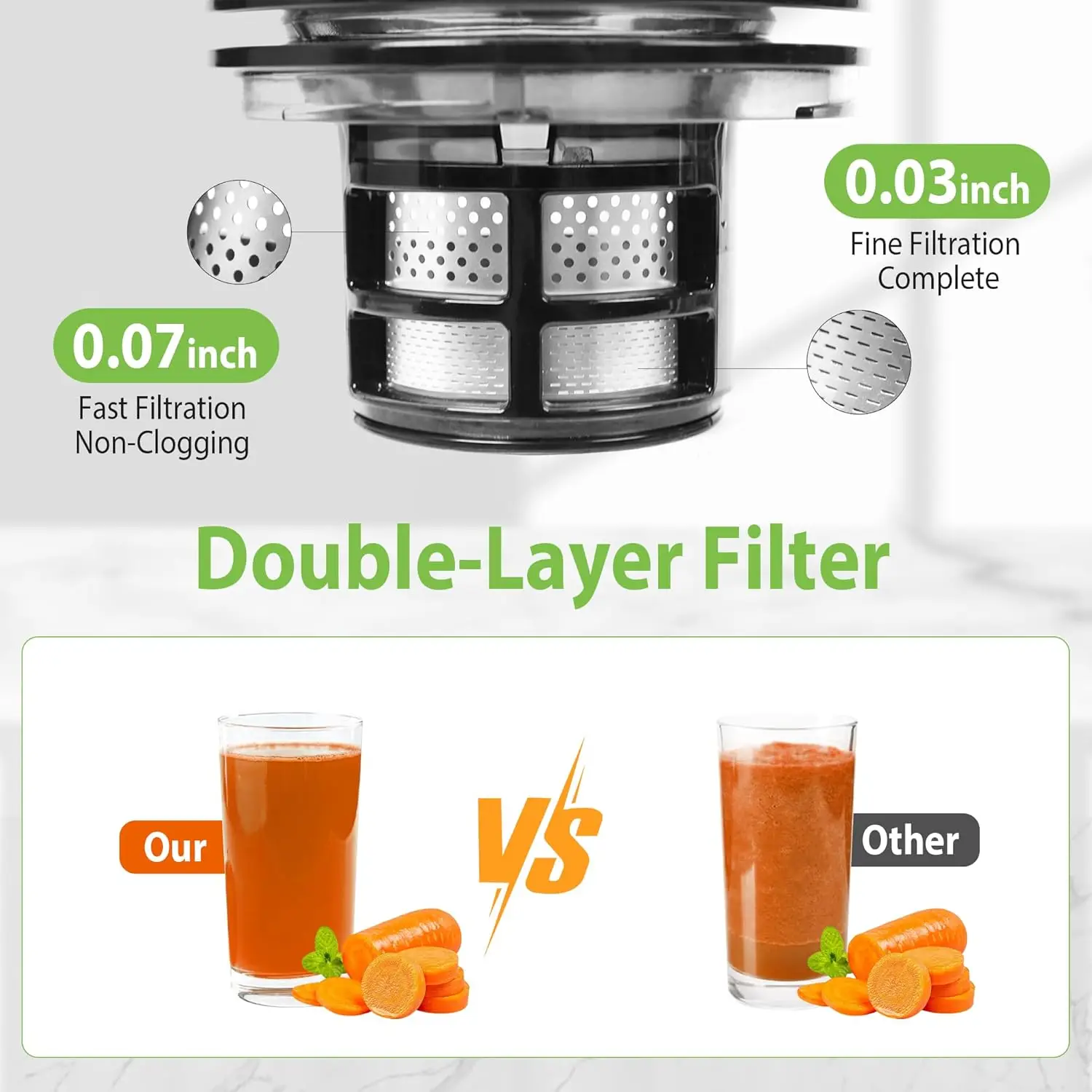 Press Juicer, 6.5" Extra Large Feed Chute Juicer Machines, 350W Slow Masticating Juicer Machines with High Juice Yield for Whole