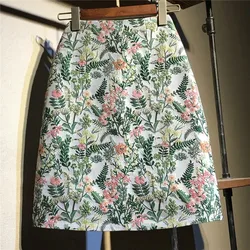 2024 New Floral Half Skirt Women'S Summer Fashion Versatile Straight Sleeve Wrapped Hip Skirt Small Figure Printed A-Line Skirt