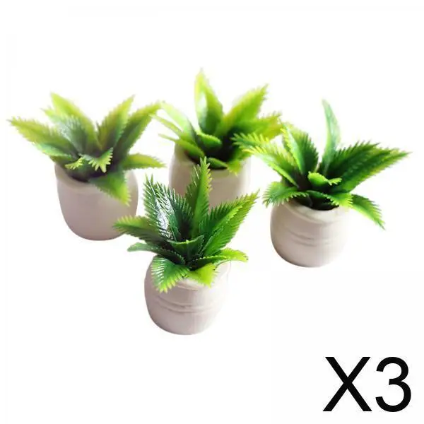 

Миниатюрные аксессуары для кукольного домика, набор зеленых горшечных растений для масштаба 1, 12, садовый декор, микропейзажные предметы