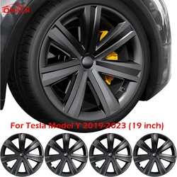 For Tesla Model Y Wheel Covers 19 Inch Hubcaps 2019-2023 For Tesla Model Y Matte Black Rims Wheel Cover Replacement Accessories