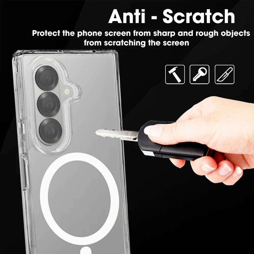 磁気透明ケース Magsafe ワイヤレス充電アンチスクラッチフロントバックバンパー Samsung Galaxy Z Fold 7 電話アクセサリー用