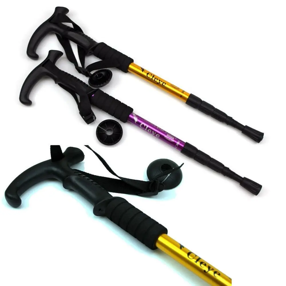 4 Section Trekking Poles Folding Non-slip Walking Stick Wear-resistance Light Weight Foldable Crutches Mountain-climbing Crutch