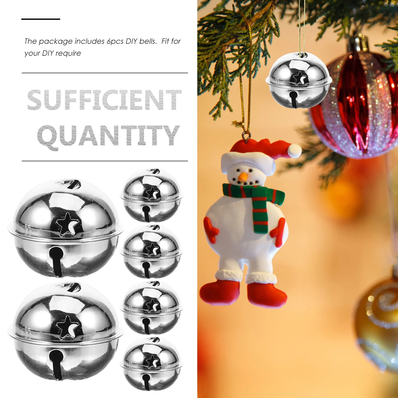6 Pcs Mini Metal Bells Diy Jingle Bells Pendant Christmas Tree Hanging Bells Xmas Bell Ornaments 5cm Wind Chime Bell Pendants