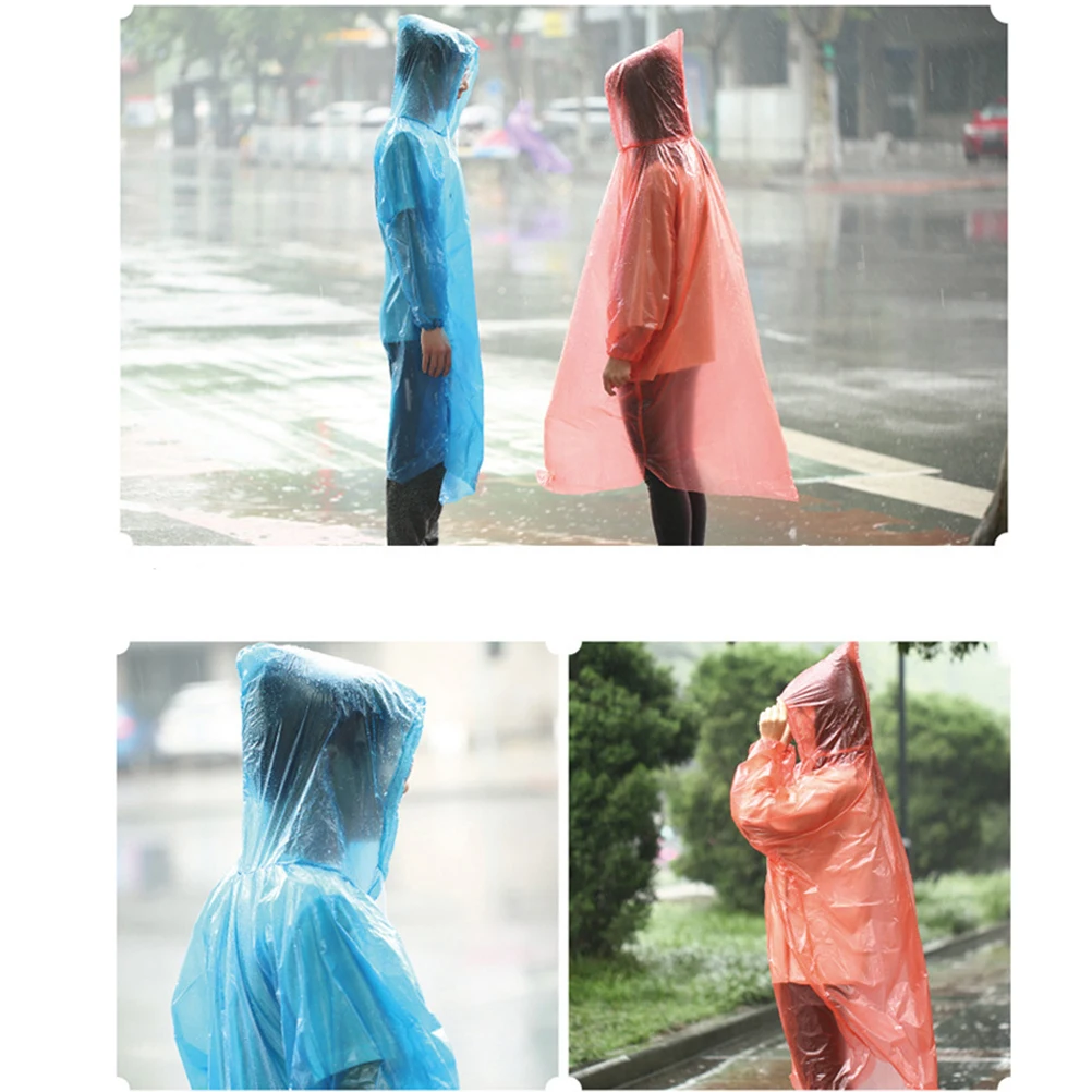 

6Pcs Disposable Adult Size Thicken Portable Raincoat Hood Portable Waterproof Lightweight Disposable Rain Coat Outdoor