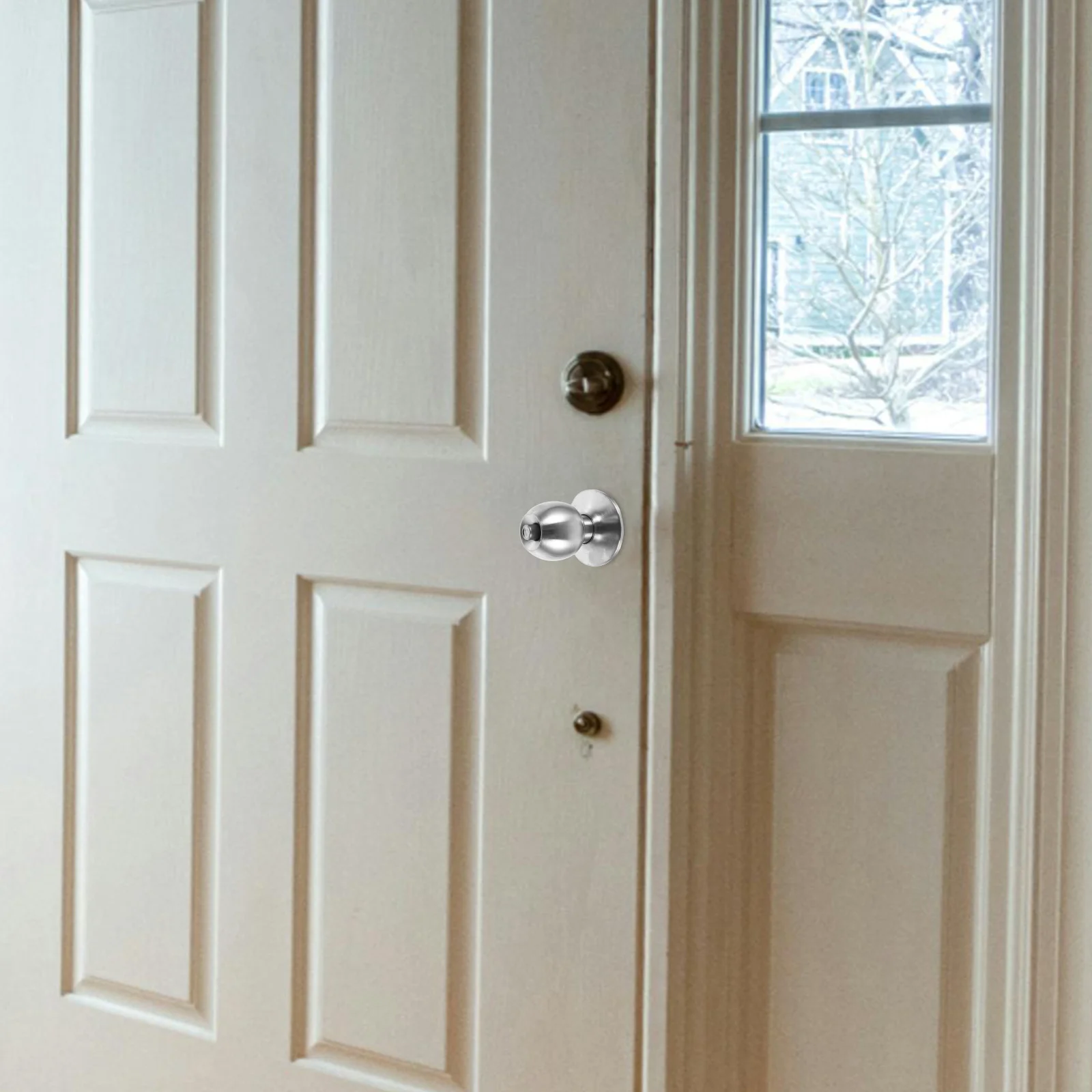 

1Set Creative Home Replacement Spherical Lock Door Knob Stainless Steel Material Easy to Use Not Easy Deform