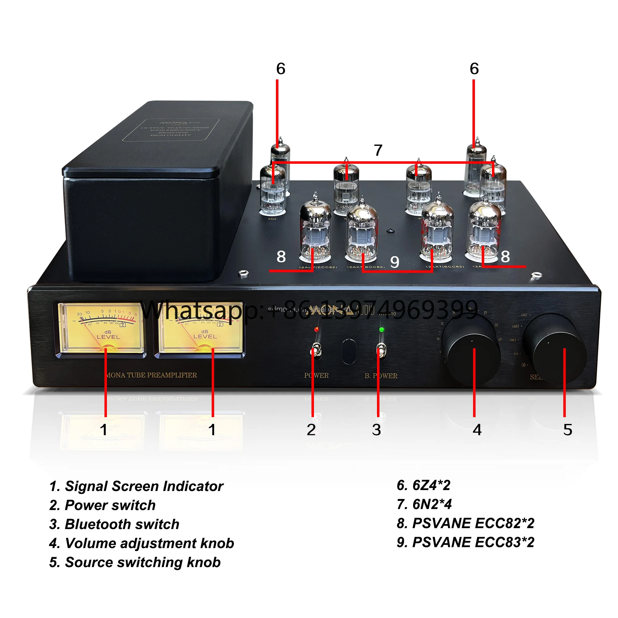 Mona New Audio Processor Wada Mao HTM-10 Ten Gallbladder Preamp Connected to Pure Amplifier HiFi Audiophile Grade