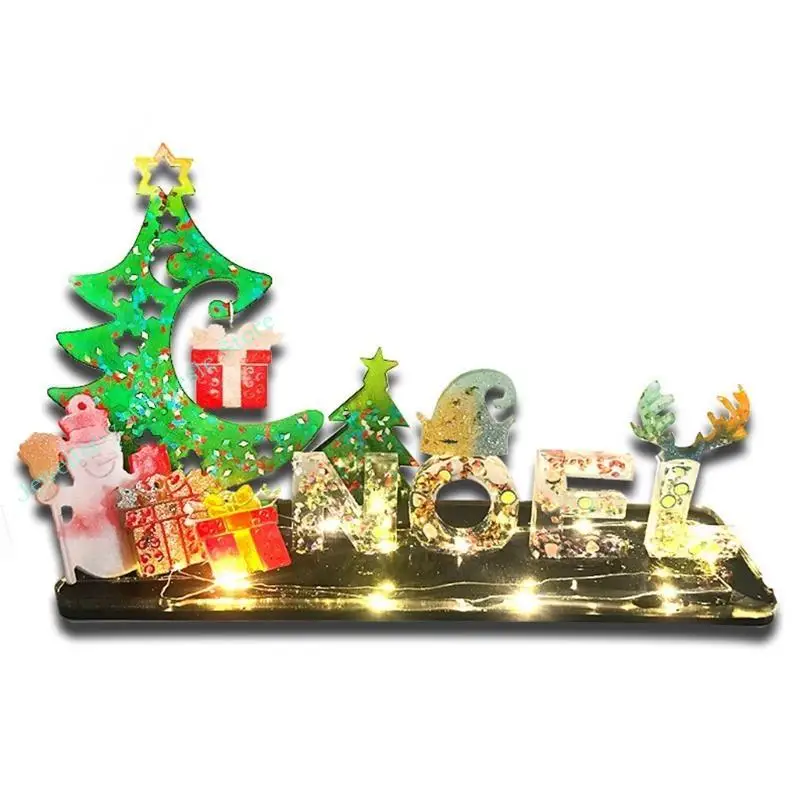 R7UF Christmas Decoration Christmas Tree Numbers Mold Epoxy Resin Casting Pendant Mold Suitable for Diy Crafts