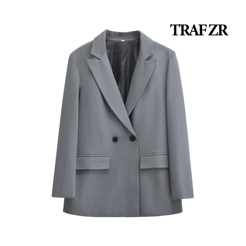 TRAF ZR Tailored Coats Blazers Female Elegant Luxury Women's Coat Women's Autumn Coat Fall Fashion Double Breasted Blazer Coats