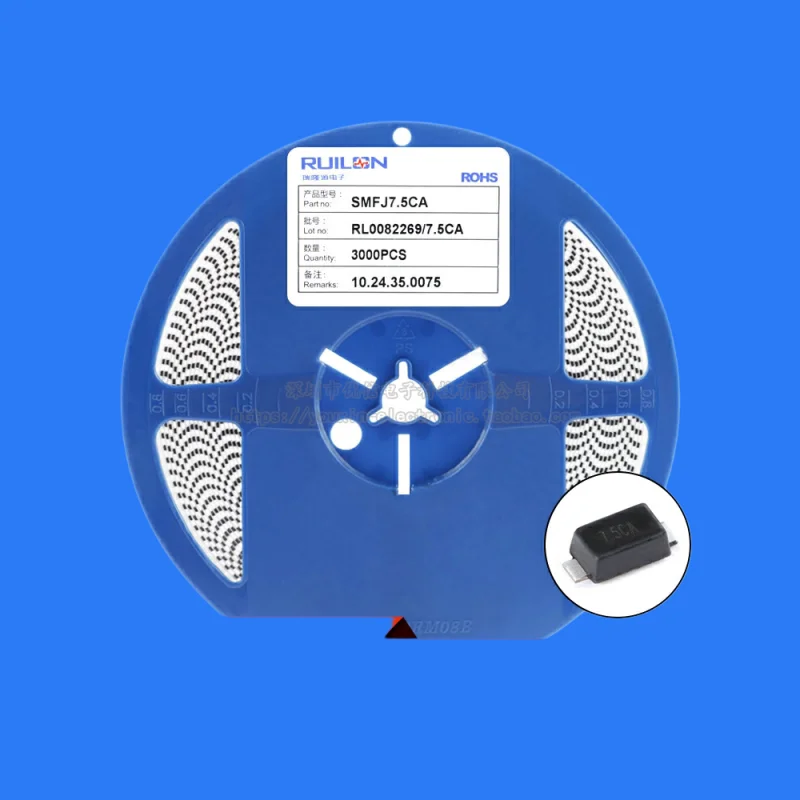 100pcs/original genuine SMFJ7.5CA SOD-123 7.5V/bidirectional patch TVS transient suppression diode