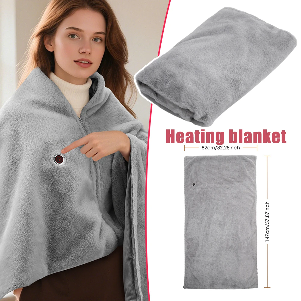 USB Heated Shawl Blanket 3 Speed Heating Washable Nap Shawl Electric Scarf Portable USB Plug Warm Flannel Heated Blanket