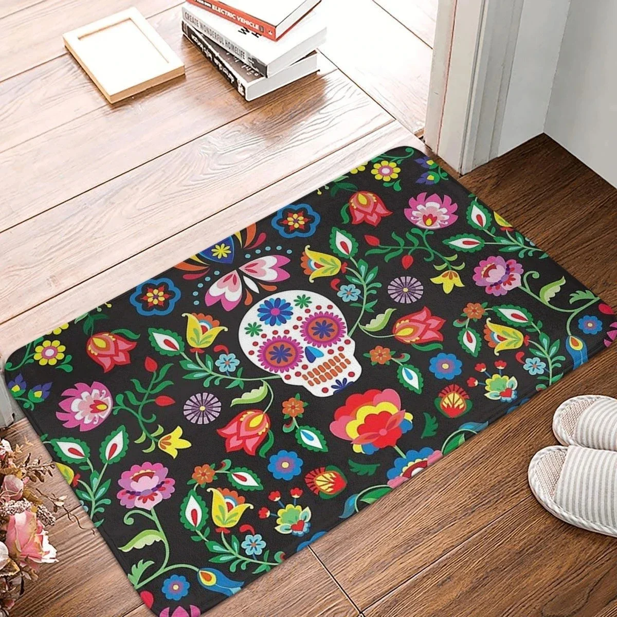 

Mexican Day of The Dead Entrance Doormat Home Decor Living Room Carpat Corridor Balcony Long Rugs Bathroom Non-slip Door Mat