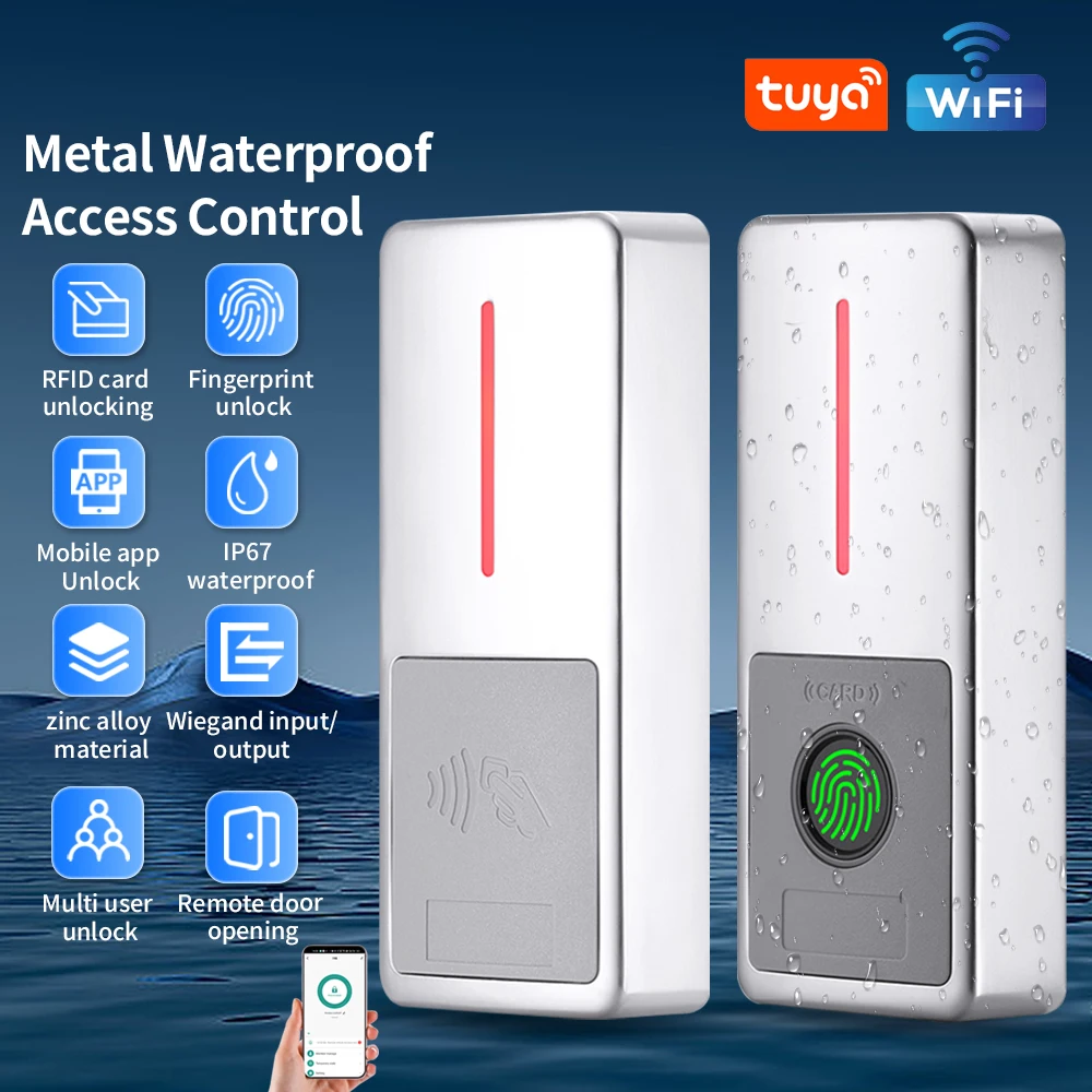 

WiFi Tuya App Контроль доступа Металлическая клавиатура Умный дверной замок RFID Контроллер доступа Открывалка Открытый IP68 Водонепроницаемый