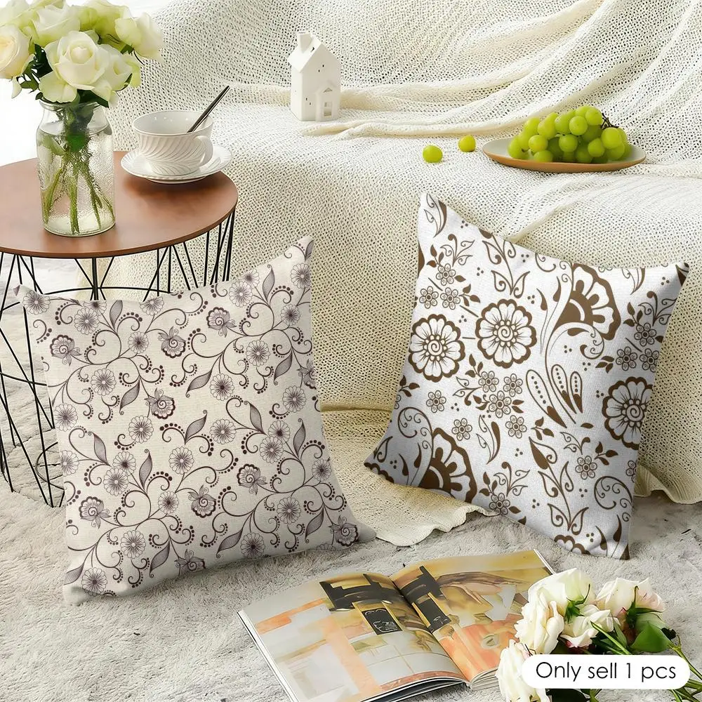 Luxury Khaki Pattern Cushion Cover Soft Short Plush Pillow Cover Smooth Cozy Texture Aesthetic Cushion Case Home Decor