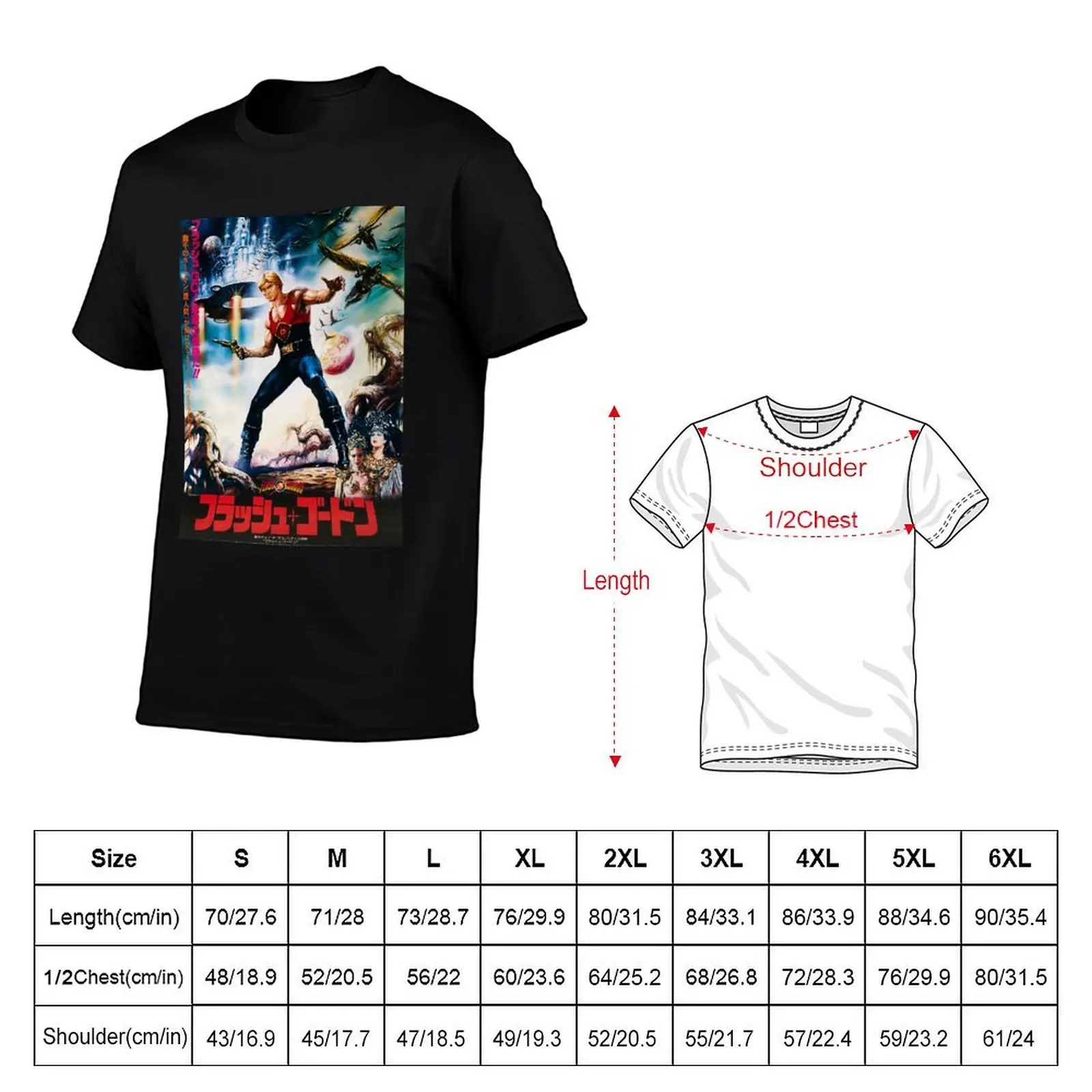 Japanese Flash Poster T-Shirt, Summer Casual Cotton Tee, Oversized Streetwear Tops, Vintage Graphic Print, Unisex Men Women