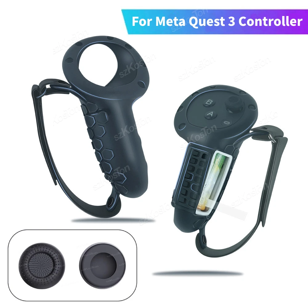 

Силиконовый защитный чехол для контроллера Meta Quest 3 VR, крышка ручки с отсеком для батарей, аксессуары для Quest 3