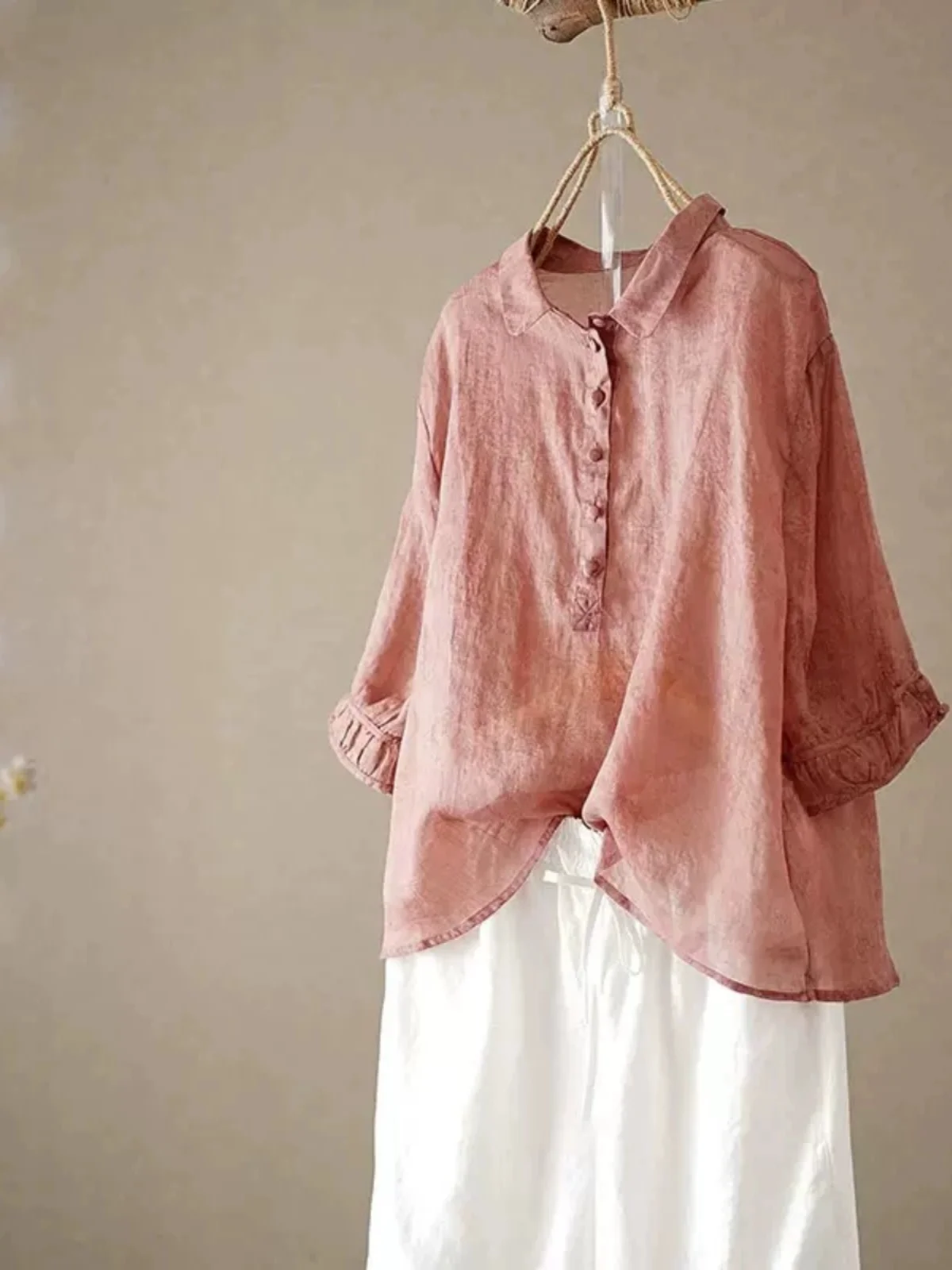 

Льняной ор Све irt с ретро-принтом, женский летний слинг, свободный повседневный художественный хлопковый льняной маленький топ, верхняя часть тела