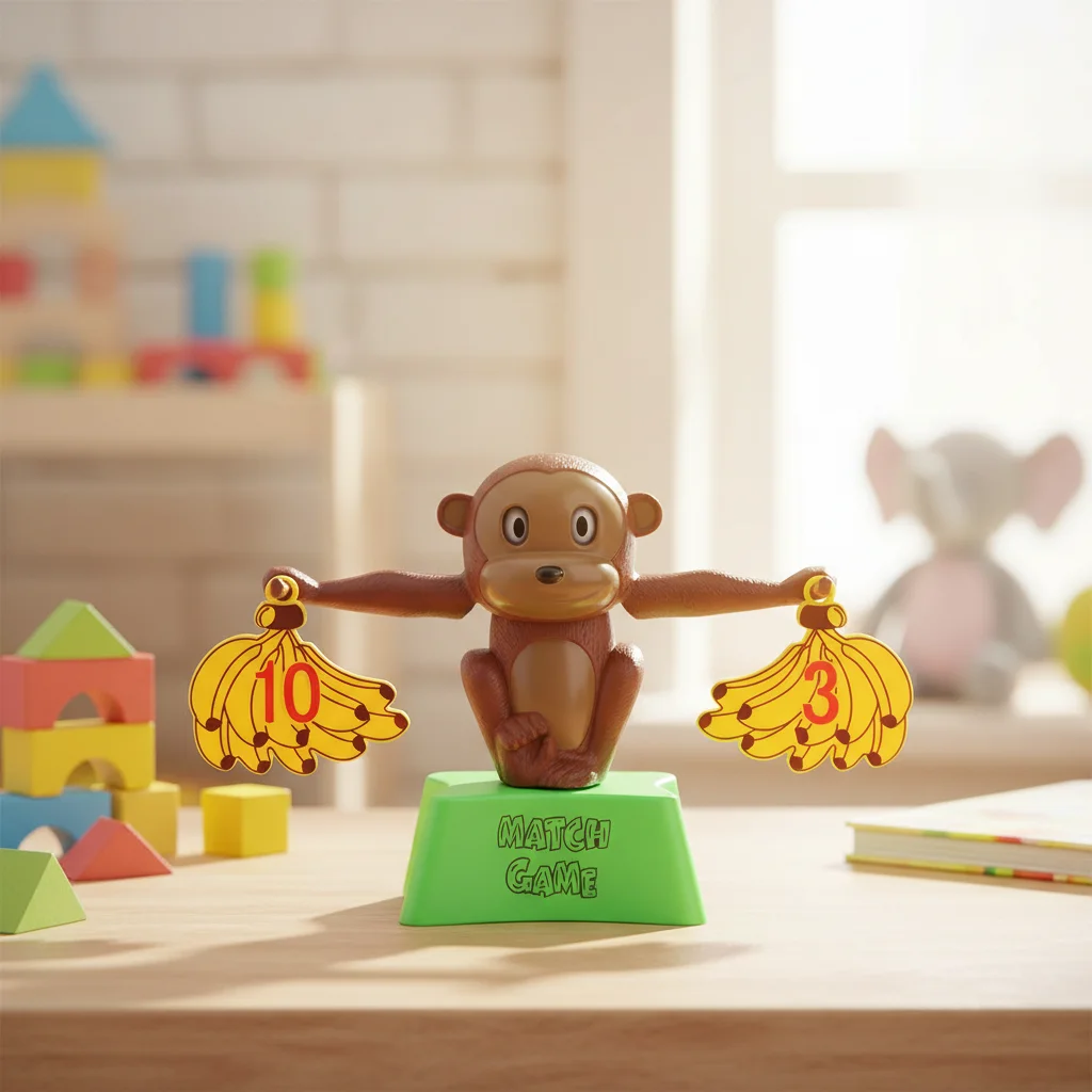 Educational Montessori Math Balance Toy Learning Puzzle Digital Monkey Balance Scale Cartoon Interactive Banana Monkey Math Game
