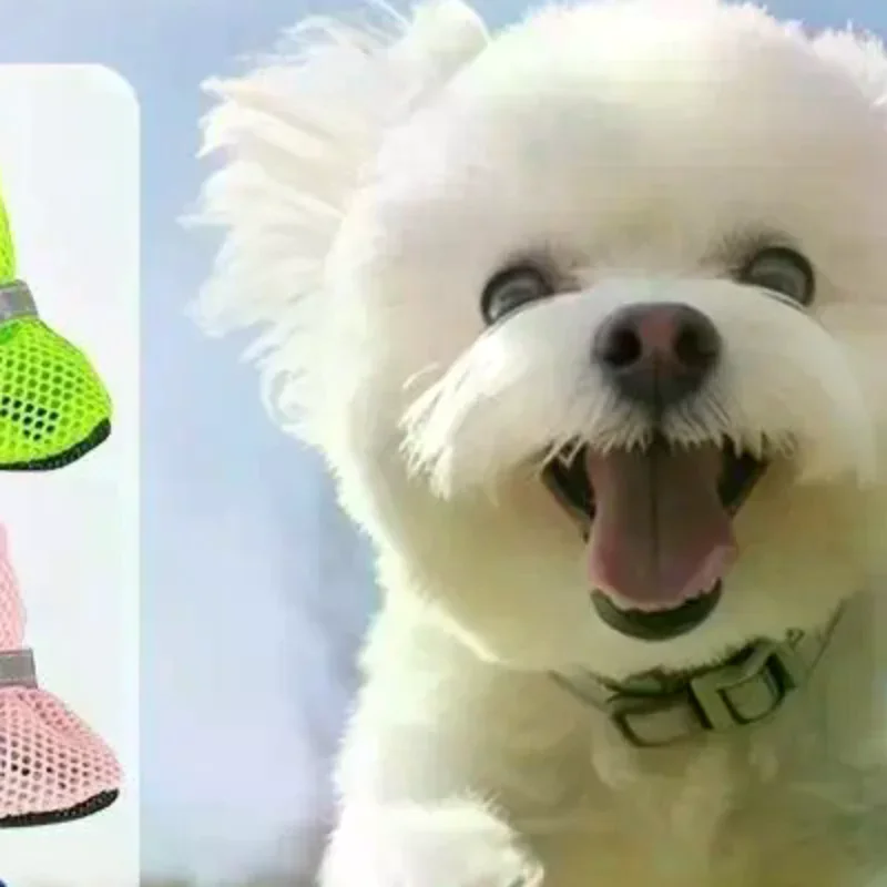 4 قطع، أحذية للكلاب غير قابلة للانزلاق وقابلة للتنفس ومقاومة للاهتراء مناسبة للحيوانات الأليفة الصغيرة والمتوسطة الحجم والجرو والأحذية الواقية. #1