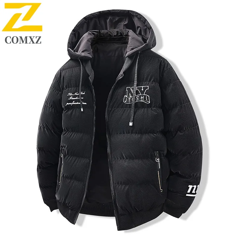 COMXZ 2025 Reversible Thickened Hooded Winter Jacket Waterproof Windproof Outdoor Sports Korean Style Tactics Puffer Cotton-padd