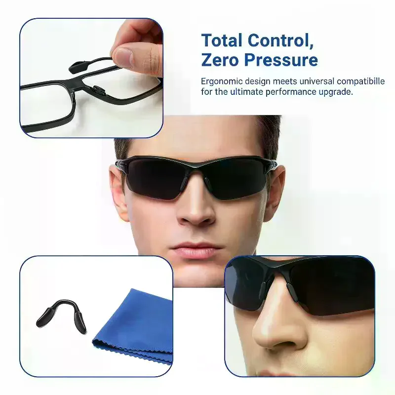 1pcs Sunglasses Nose Bridge Pads For Sunglasses Glasses Adjustable Silicone Non-Slip Replacement Spare Part Frames Not Included