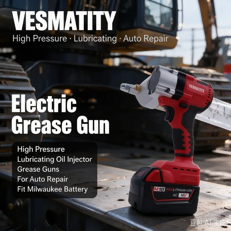 Electric Grease Gun High Pressure Lubricating Oil Injector Machine Grease Guns for Excavator Maintenance Fit Milwaukee Battery