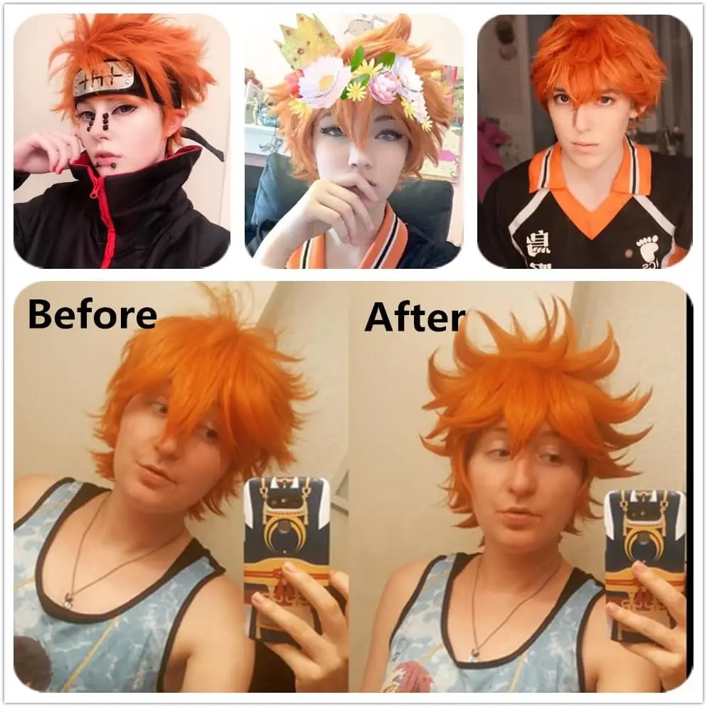 Kurze orange Haikyu Hinata Shyoyo Anime Show Cosplay Kostüm Perücke Mode Kunsthaar Perücken für Männer Jungen