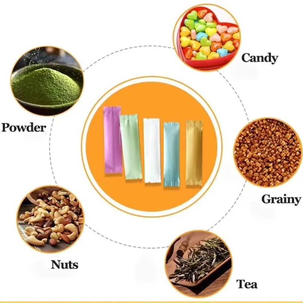100pcs Rectangular Open Top Aluminum Foil Bag Disposable Long Strip Tea Bag Liquid Powder Subpackage Fruit Dried Honey